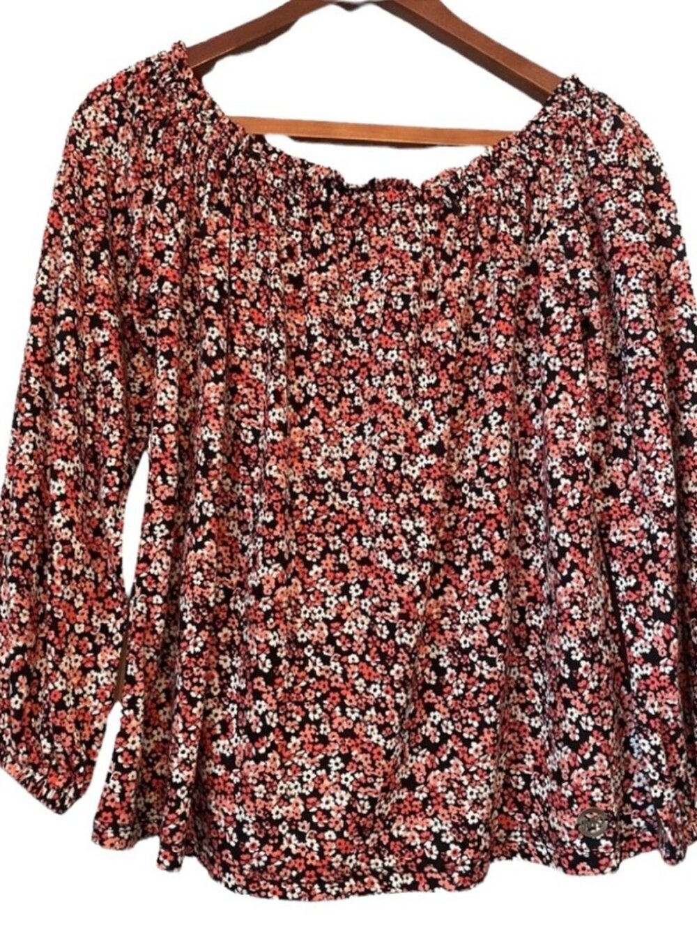 Women’s Floral Peasant Top Floral Rust